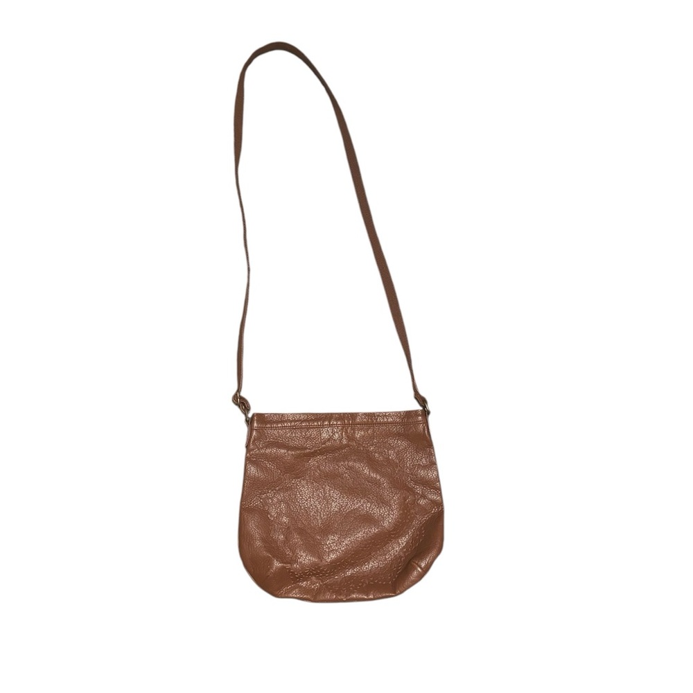 Small Brown Leather Crossbody Bag with Pebbled Texture